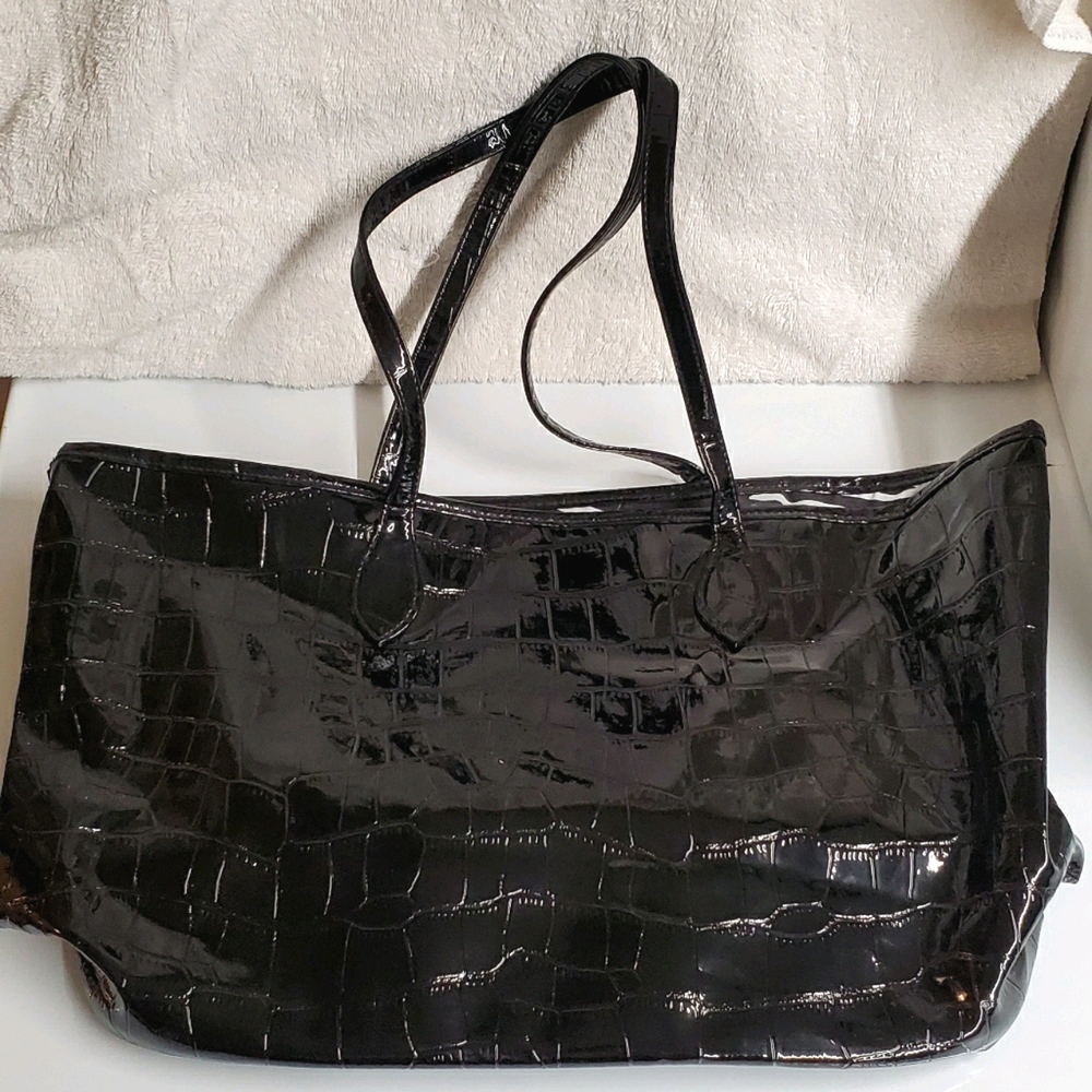 Braciano Black Patent Leather Tote